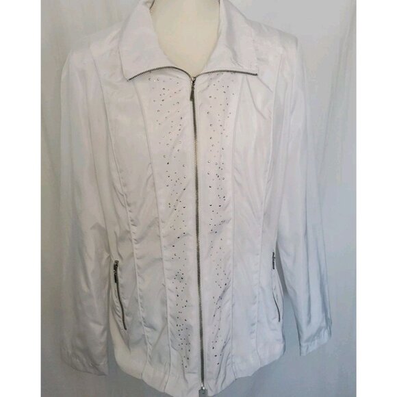 Laura Ashley Jackets & Blazers - Laura Ashley Regatta Jacket Embellished White Full Zip Womens Sz. Med. MSRP $114
